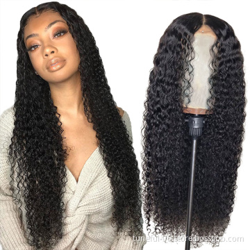 100% Brazilian Virgin Human Hair Transparent Swiss Lace Wig HD Body Wave Curly Lace Front wigs for Black Women